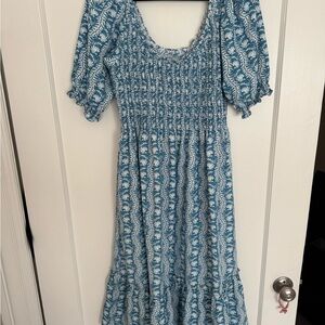 Hill House Blue and White Midi Dress